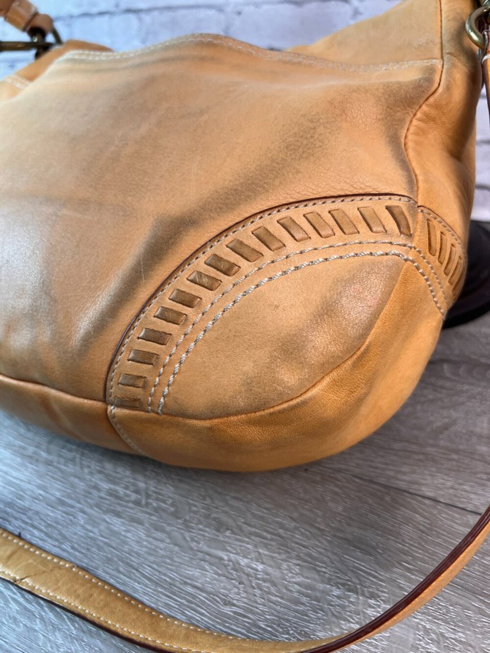 Limited Rare Coach Poppy Whipstitch 19004  Vachetta Tan Leather Bag Braided - Picture 5 of 7